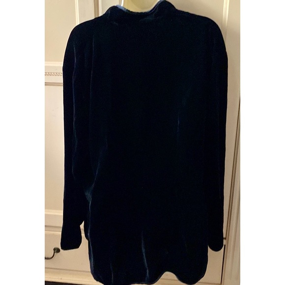 LINDA HARTMAN INTIMATES 100% silk VELVET velour size XL  button down shirt - Picture 8 of 16